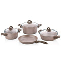 Papilla Non-Stick Cookware Set - 7 Piece Aluminium Pots and Pans with Heat-Resistant Glass Lids, Ergonomic Handles, Durable PTFe Coating
