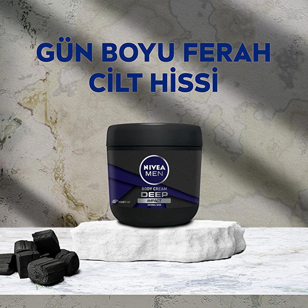 Nivea Men Moisturizing Hand and Body Cream Deep Impact - 48 Hour Moisturization, Non-Greasy, Woody Fragrance