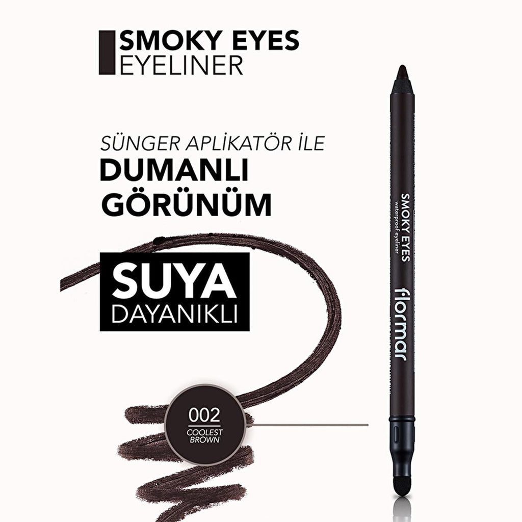 Flormar Coolest Brown Smoky Eyes Waterproof Eyeliner Pencil: Smudge-Proof, Long-Lasting Matte Brown Eyeliner for Effortless Smoky Eyes