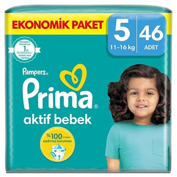 Prima Baby Diapers Size 5 (11-16 kg) - 46 Count | Breathable, Absorbent Disposable Diapers for Comfort & Dryness