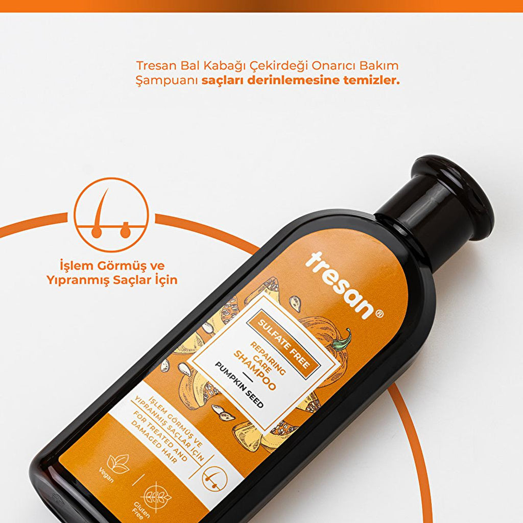 Tresan Sulfate-Free Repair Shampoo with Pumpkin Seed Oil - Gentle, Nourishing, and Natural Hair Care for Damaged Hair