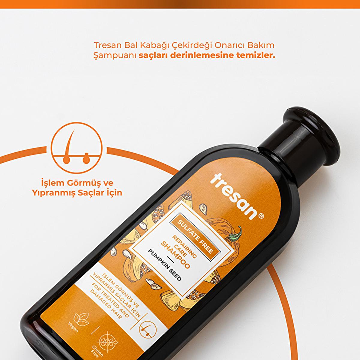 Tresan Sulfate-Free Repair Shampoo with Pumpkin Seed Oil - Gentle, Nourishing, and Natural Hair Care for Damaged Hair