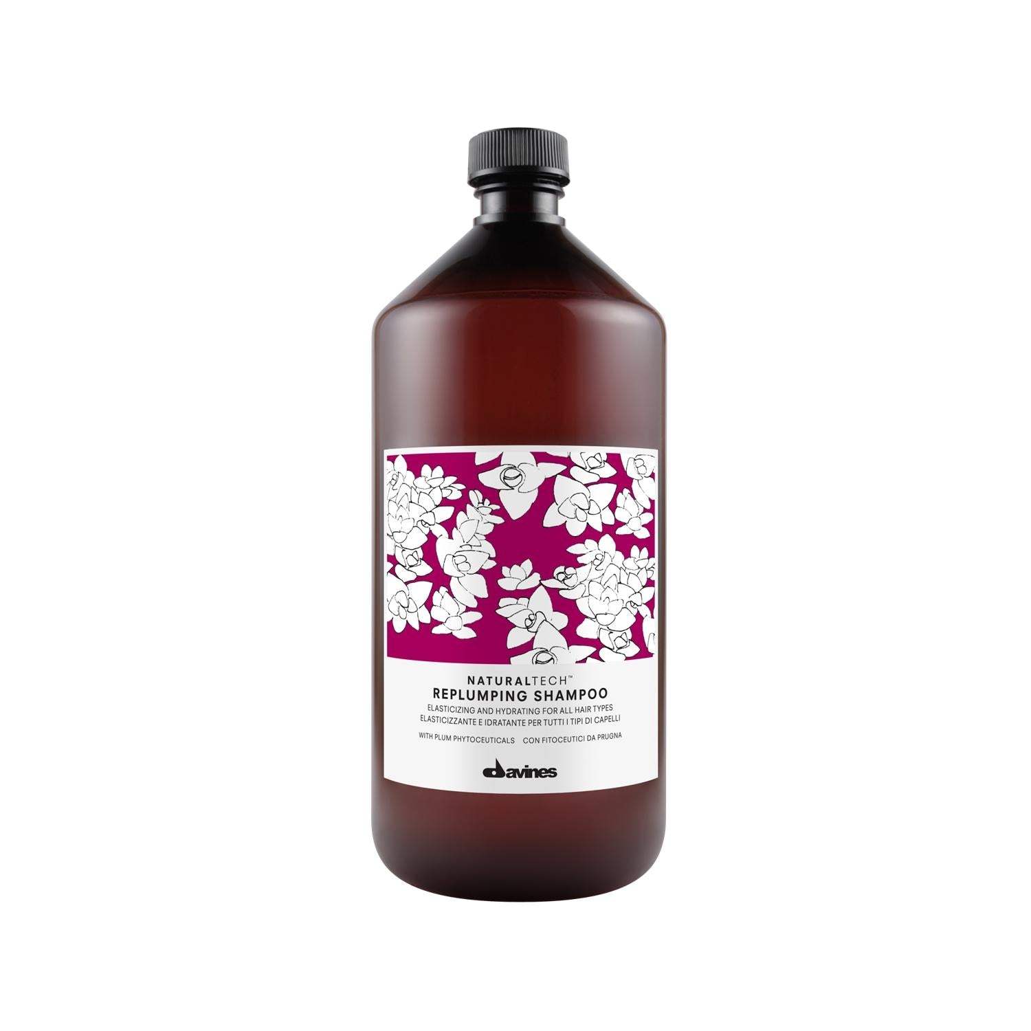 Davines Replumping Moisturizing Shampoo - 1000ml Hydrating Hair Care for Dry, Damaged Hair - Elasticity Enhancing, Sulfate-Free Formula