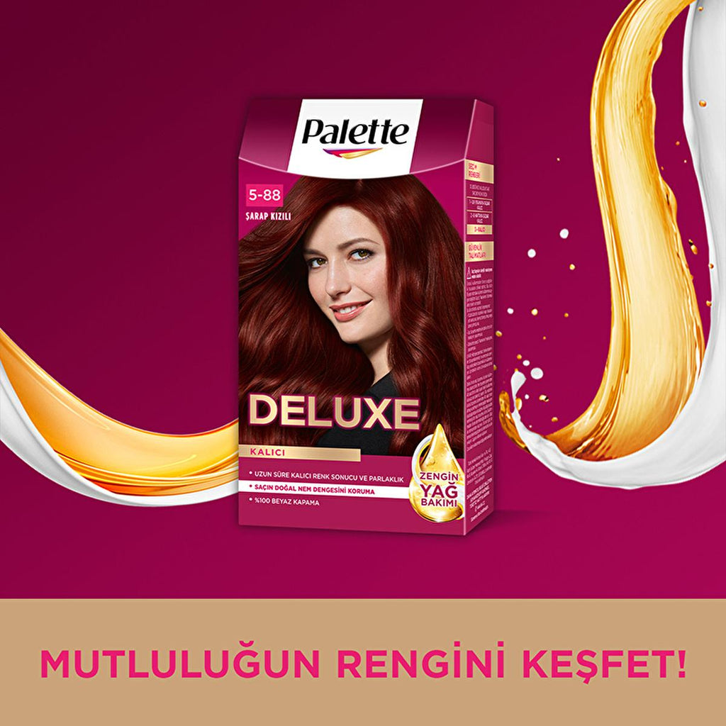 Palette Deluxe Şarap Kızılı Hair Dye - Long-Lasting Wine Red Hair Color with Nourishing Properties