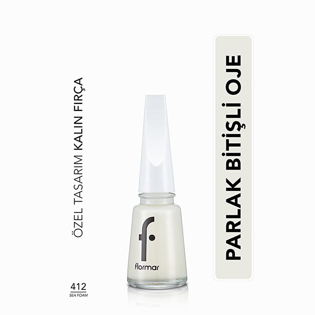 Flormar Nail Enamel - Long-Lasting, Nourishing Nail Polish with Magnesium & Calcium - 412 Sea Foam