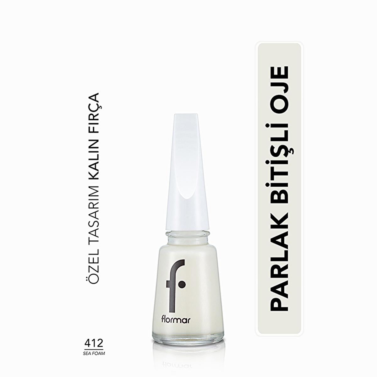 Flormar Nail Enamel - Long-Lasting, Nourishing Nail Polish with Magnesium & Calcium - 412 Sea Foam