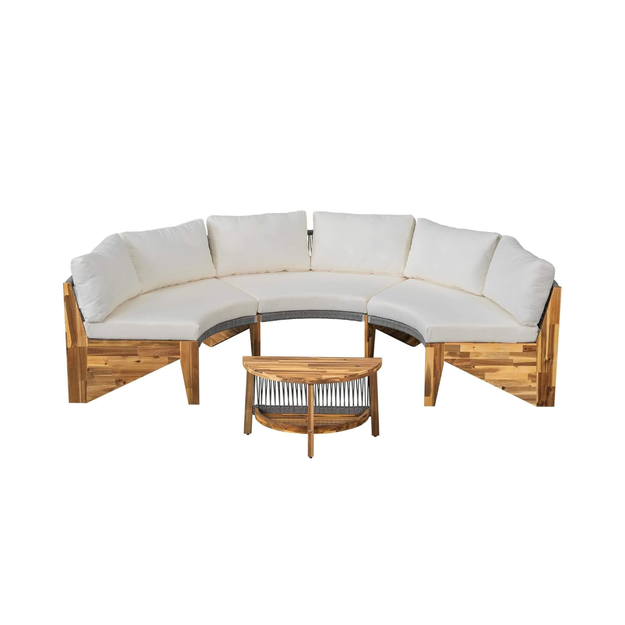 Alora 6-Person Half Moon Beige Patio Sectional Set With Cushions And Table (SAK61928) – SAKSBY WHOLESALE, view 3