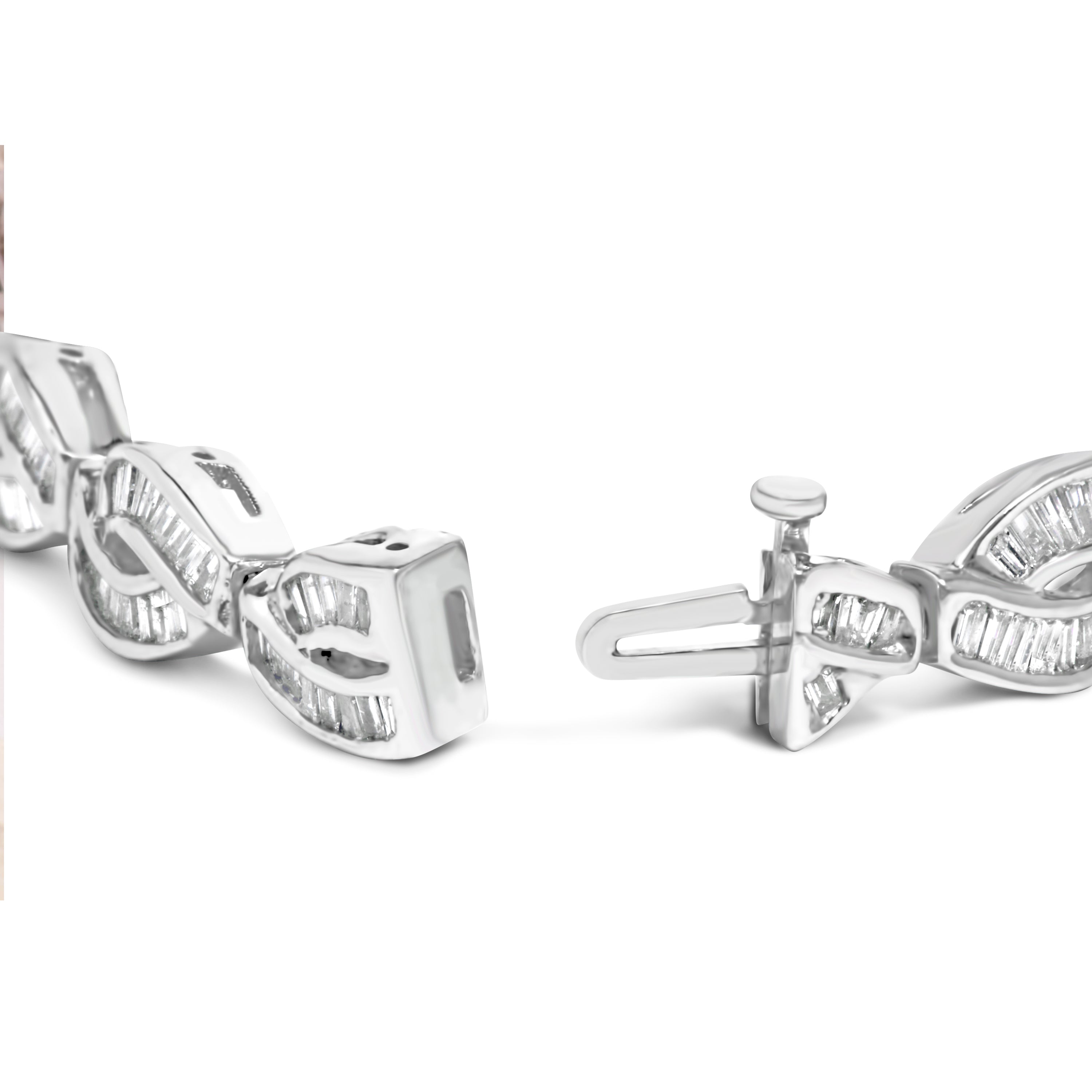 14K White Gold 2.00 Cttw Channel Set Baguette Diamond Vintage Style Link Bracelet (G-H Color, SI1-SI2 Clarity) - 7.25"
