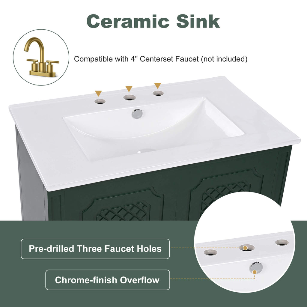 Nuvia 60-Inch Green Vintage Double Sink Vanity With Cabinets And Drawers (SAK26149) – SAKSBY WHOLESALE, view 5