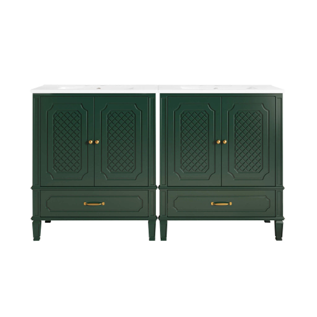Nuvia 60-Inch Green Vintage Double Sink Vanity With Cabinets And Drawers (SAK26149) – SAKSBY WHOLESALE, view 9