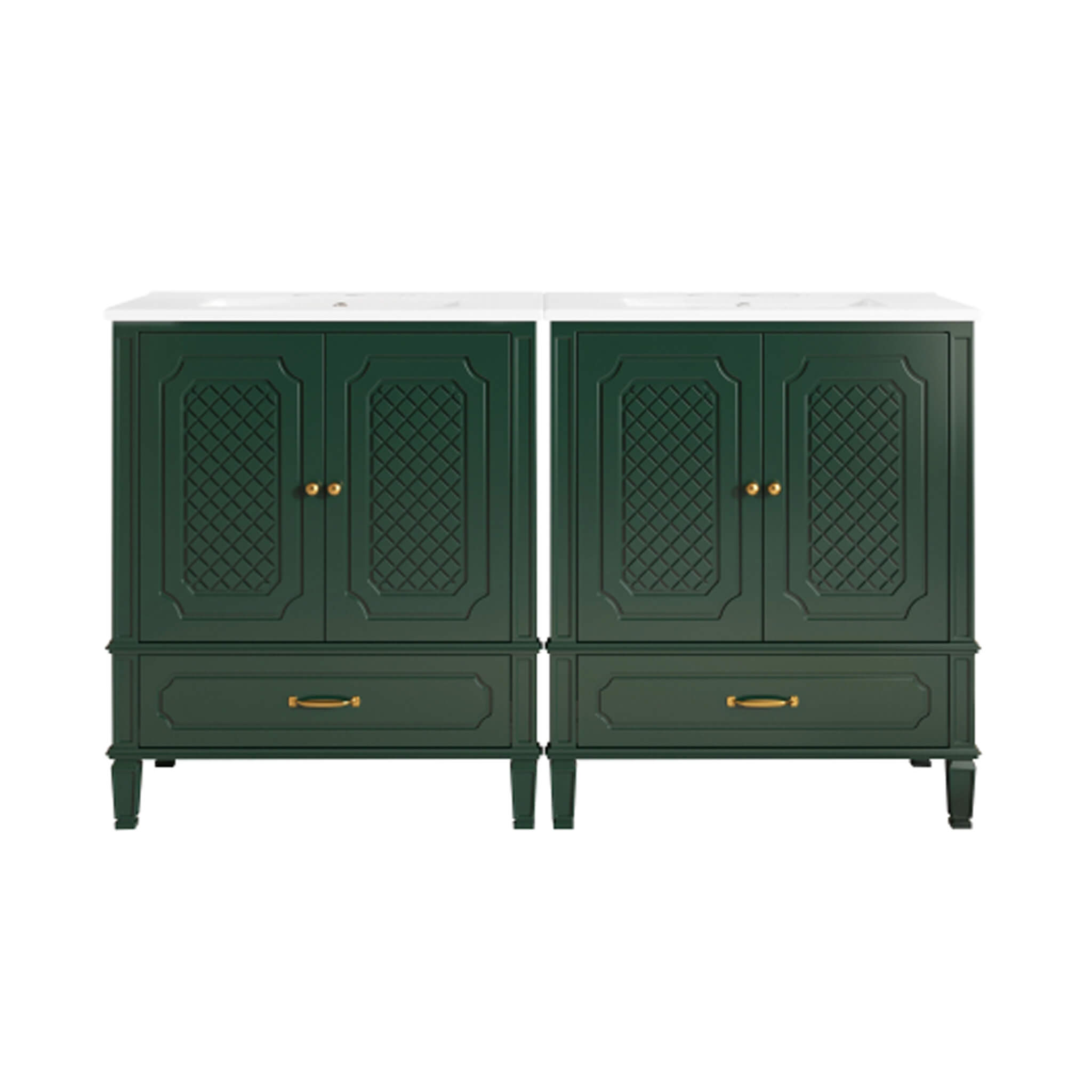 Nuvia 60-Inch Green Vintage Double Sink Vanity With Cabinets And Drawers (SAK26149) – SAKSBY WHOLESALE, view 9