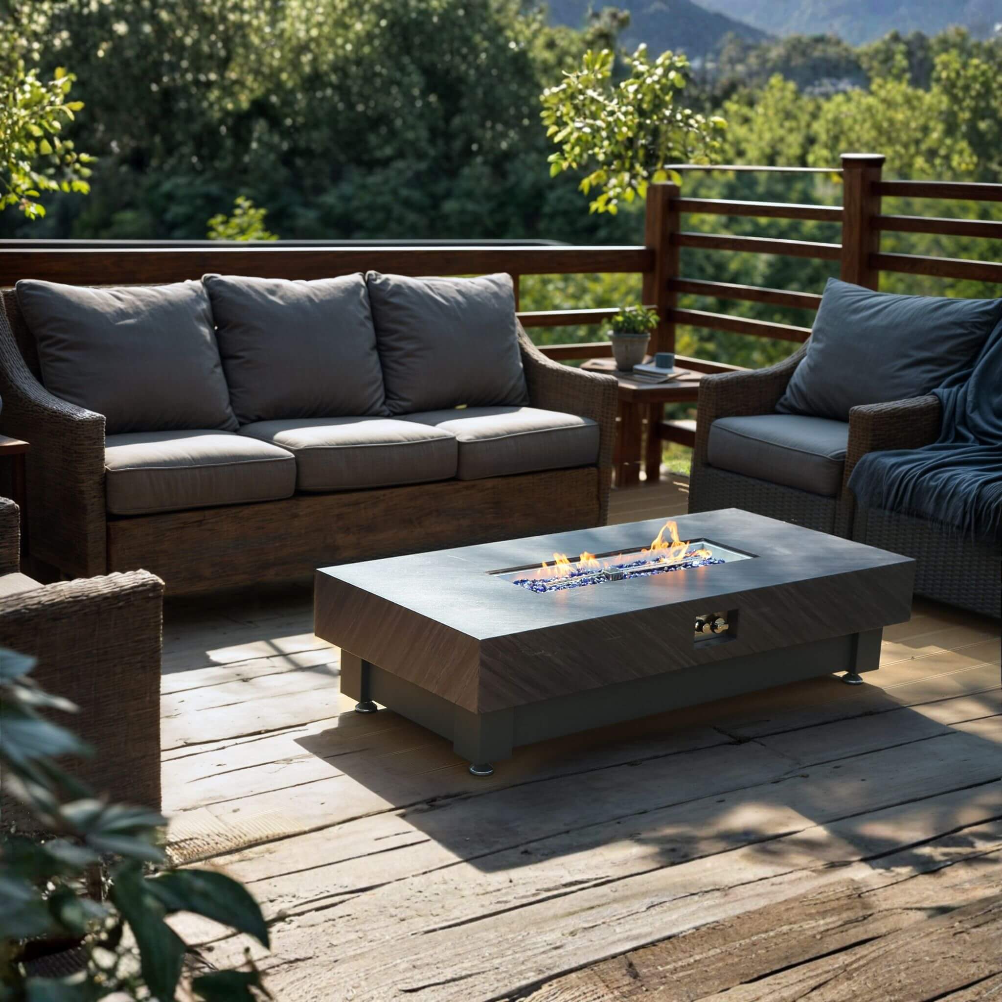 Alora Premium 60-Inch Rectangular Outdoor Modern Propane Fire Pit Table With Rain Cover (SAK91273) – SAKSBY WHOLESALE, view 5