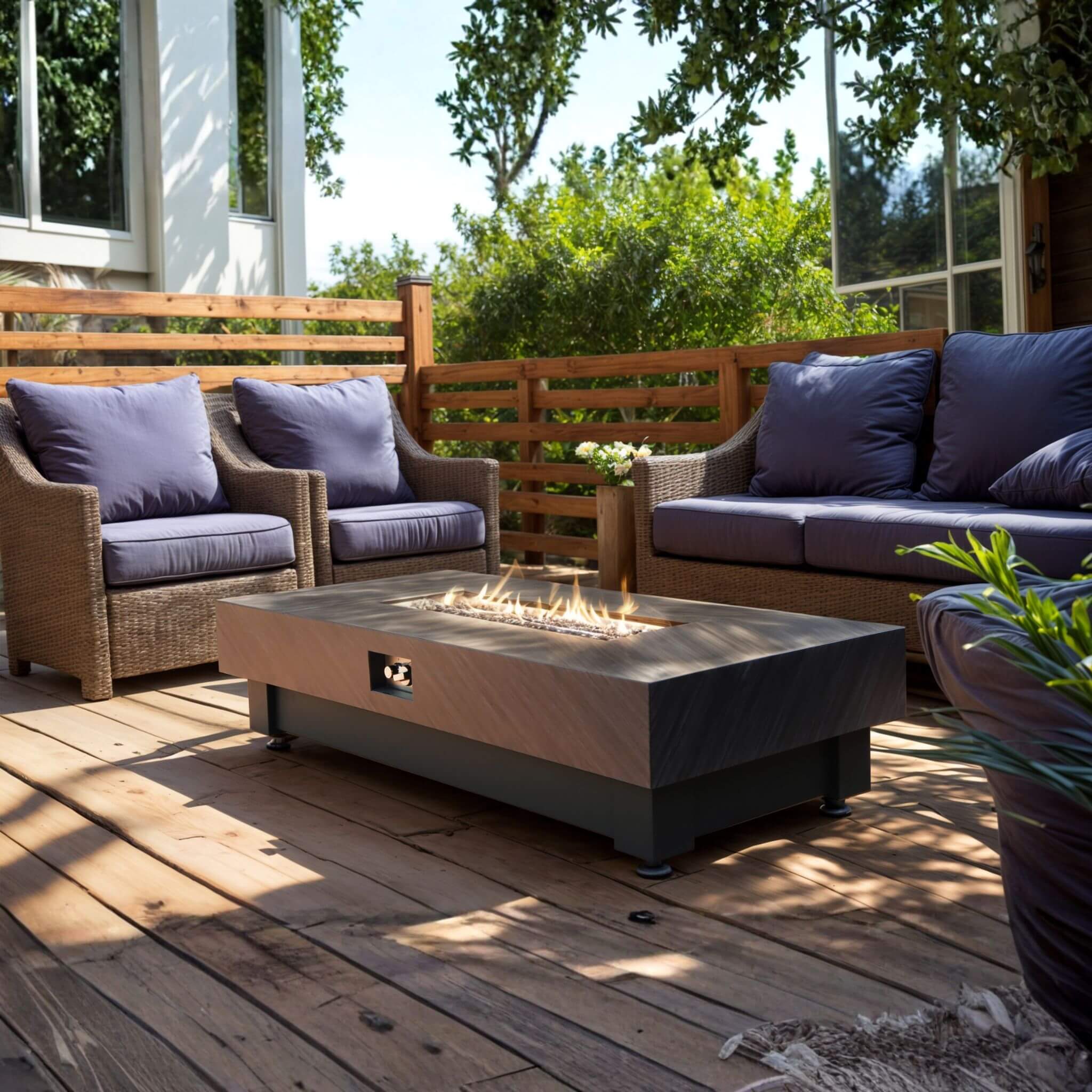 Alora Premium 60-Inch Rectangular Outdoor Modern Propane Fire Pit Table With Rain Cover (SAK91273) – SAKSBY WHOLESALE, view 9
