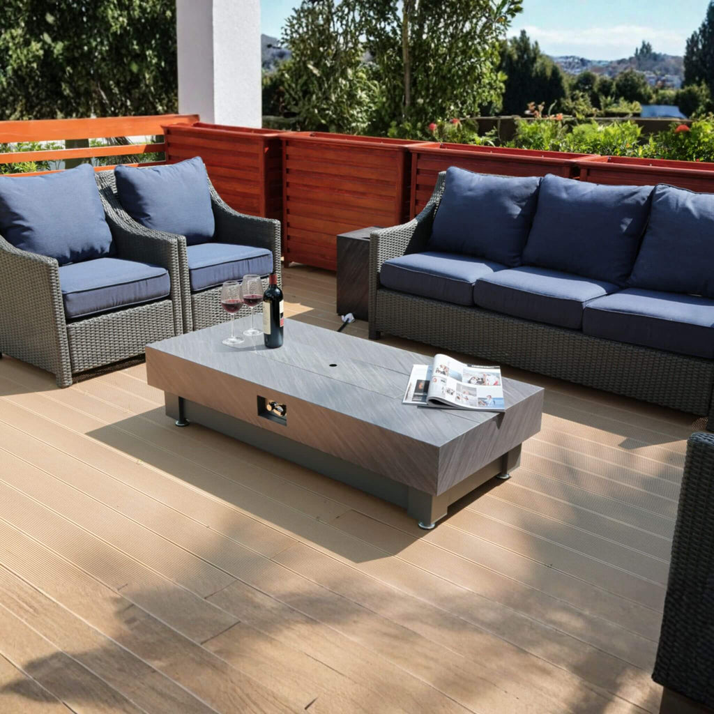 Alora Premium 60-Inch Rectangular Outdoor Modern Propane Fire Pit Table With Rain Cover (SAK91273) – SAKSBY WHOLESALE, view 1