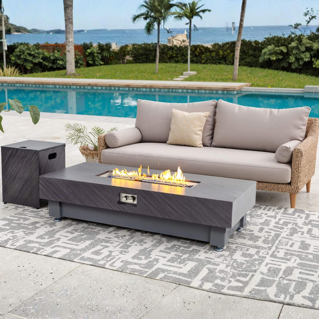 Alora Premium 60-Inch Rectangular Outdoor Modern Propane Fire Pit Table With Rain Cover (SAK91273) – SAKSBY WHOLESALE, view 1