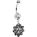 BodyCandy Clear Gem Rose Ring Flower Heart Dangle Belly Ring — main product shot