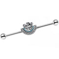 BodyCandy 14G Blue Zircon Gem Aztec Tribal Fan industrial Barbell 38mm — main product shot