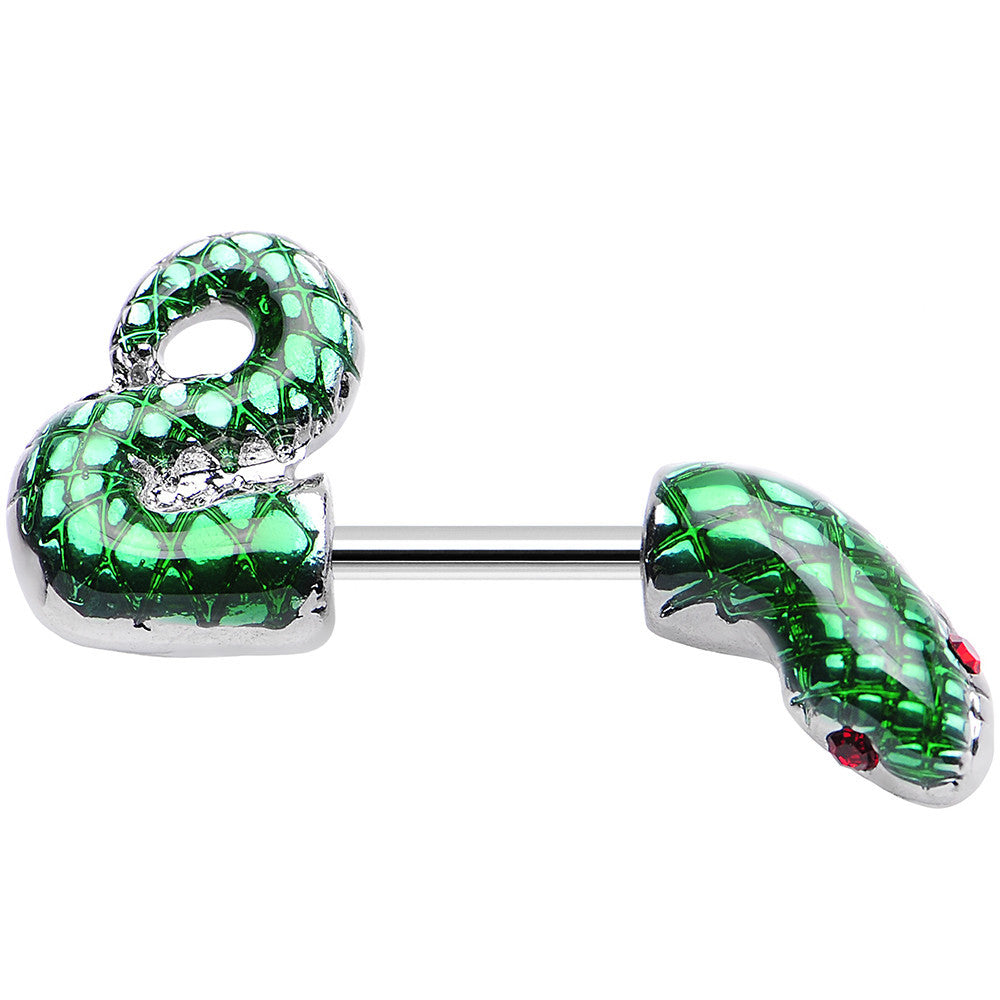 BodyCandy 16G 1/4 Green Slithering Snake Double Helix Cartilage Earring — main product shot