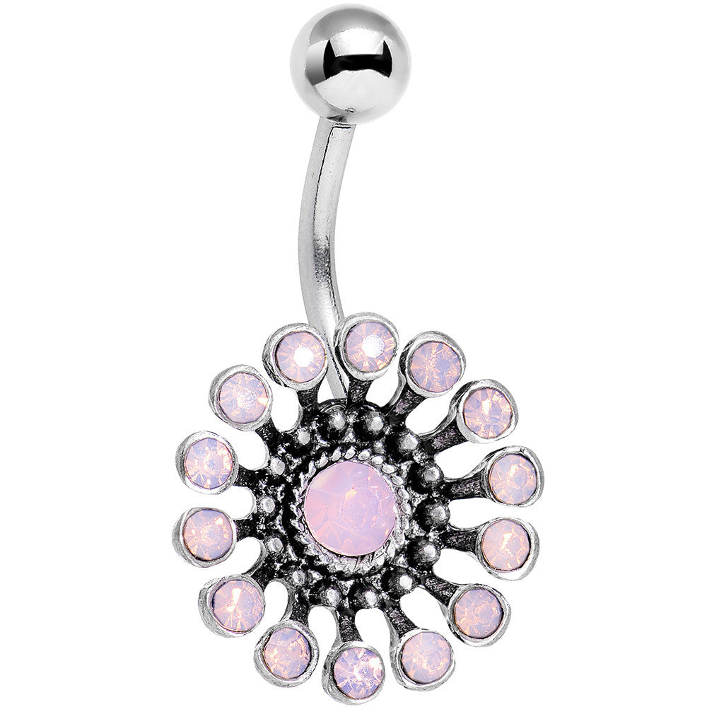 BodyCandy Pink Faux Opal Bid You Adieu Flower Belly Ring — main product shot