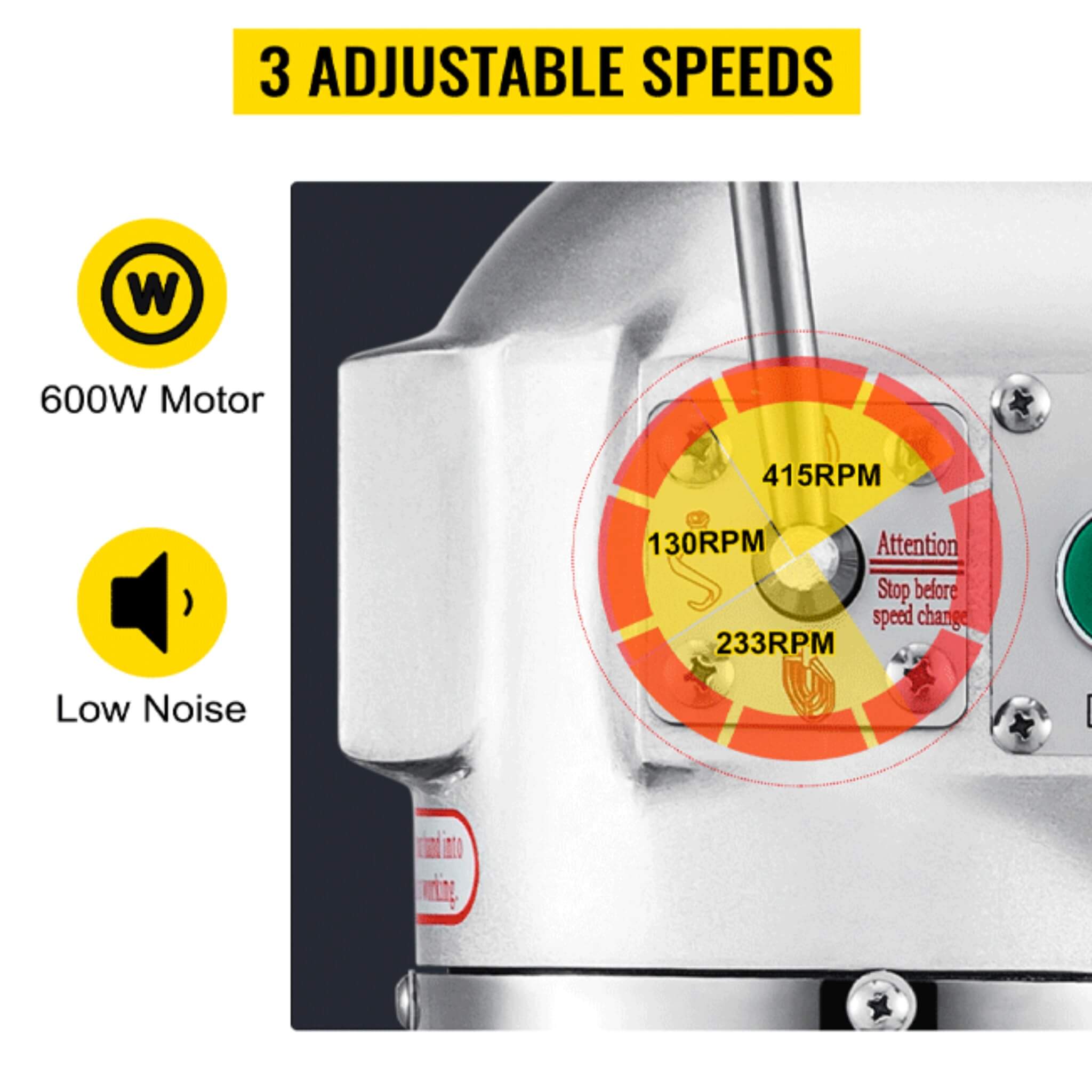 600W Commercial Dough Kneader Bakery Mixer Machine, 15QT (SAK95629) – SAKSBY WHOLESALE, view 7