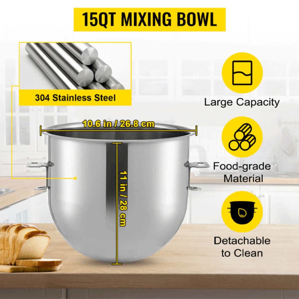 600W Commercial Dough Kneader Bakery Mixer Machine, 15QT (SAK95629) – SAKSBY WHOLESALE, view 4