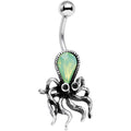 BodyCandy Light Green Faux Opal Thoughtful Octopus Belly Ring — main product shot