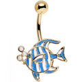 BodyCandy Blue Gem White Orb Gold PVD Fashionable Fishy Belly Ring — main product shot
