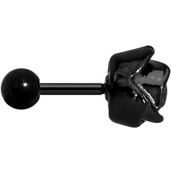 BodyCandy 16G 1/4 Black PVD Romantic Rose Flower Cartilage Earring — detail close-up