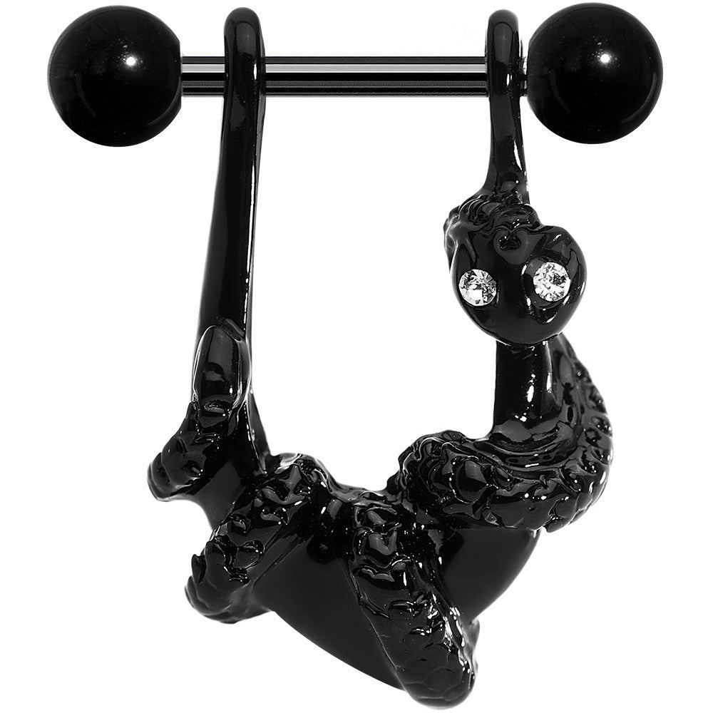 BodyCandy 16G 3/8 Black Plated Coiled Snake Right Dangle Cartilage Earring — main product shot