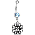 BodyCandy Aqua Gem Halloween Quad Skull and Snake Dangle Belly Ring — main product shot