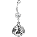 BodyCandy Clear Gem Love Life Be Brave Leaf Steampunk Gears Dangle Belly Ring — main product shot