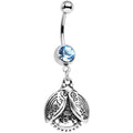 BodyCandy Aqua Gem Love Life Be Brave Leaf Steampunk Gears Dangle Belly Ring — main product shot