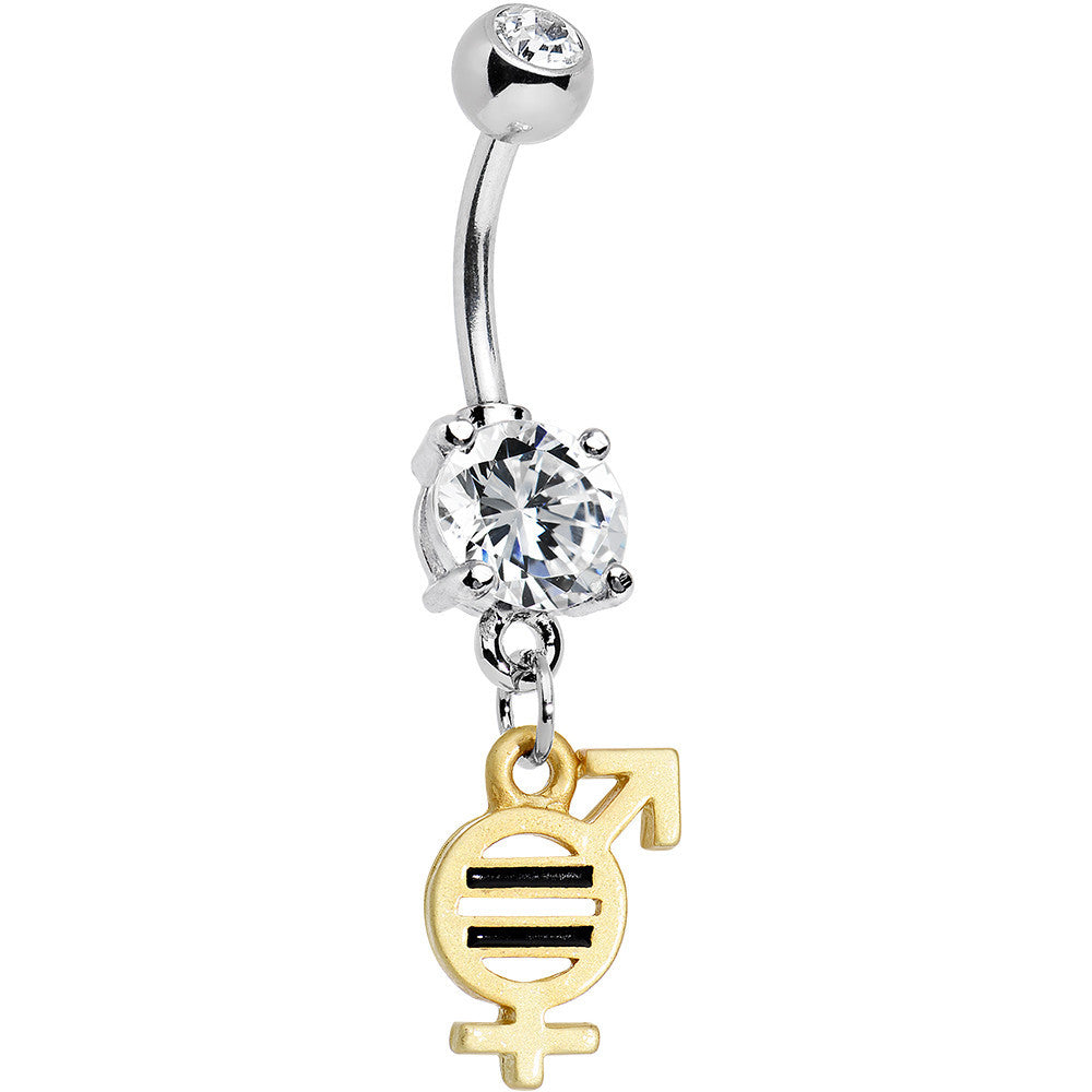 BodyCandy Clear Gem Coexist Gender Equality Dangle Belly Ring — main product shot