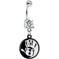 BodyCandy Clear Gem Coexist Black and White Hand Yin Yang Dangle Belly Ring — main product shot