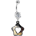 BodyCandy Clear Gem Coexist No Boundaries Linking Arms Heart Dangle Belly Ring — main product shot