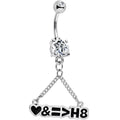 BodyCandy Clear Gem Love and Equality Over Hate Banner Heart Dangle Belly Ring — main product shot