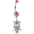 BodyCandy Pink Gem Celtic Knot Perched Owl Dangle Belly Ring — main product shot