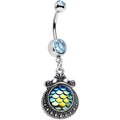 BodyCandy Aqua Gem Iridescent Blue Green Mermaid Scales Dangle Belly Ring — main product shot