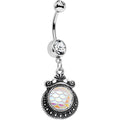 BodyCandy Clear Gem Iridescent White Mermaid Scales Dangle Belly Ring — main product shot