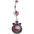 BodyCandy Pink Gem Iridescent Purple Mermaid Scales Dangle Belly Ring — main product shot