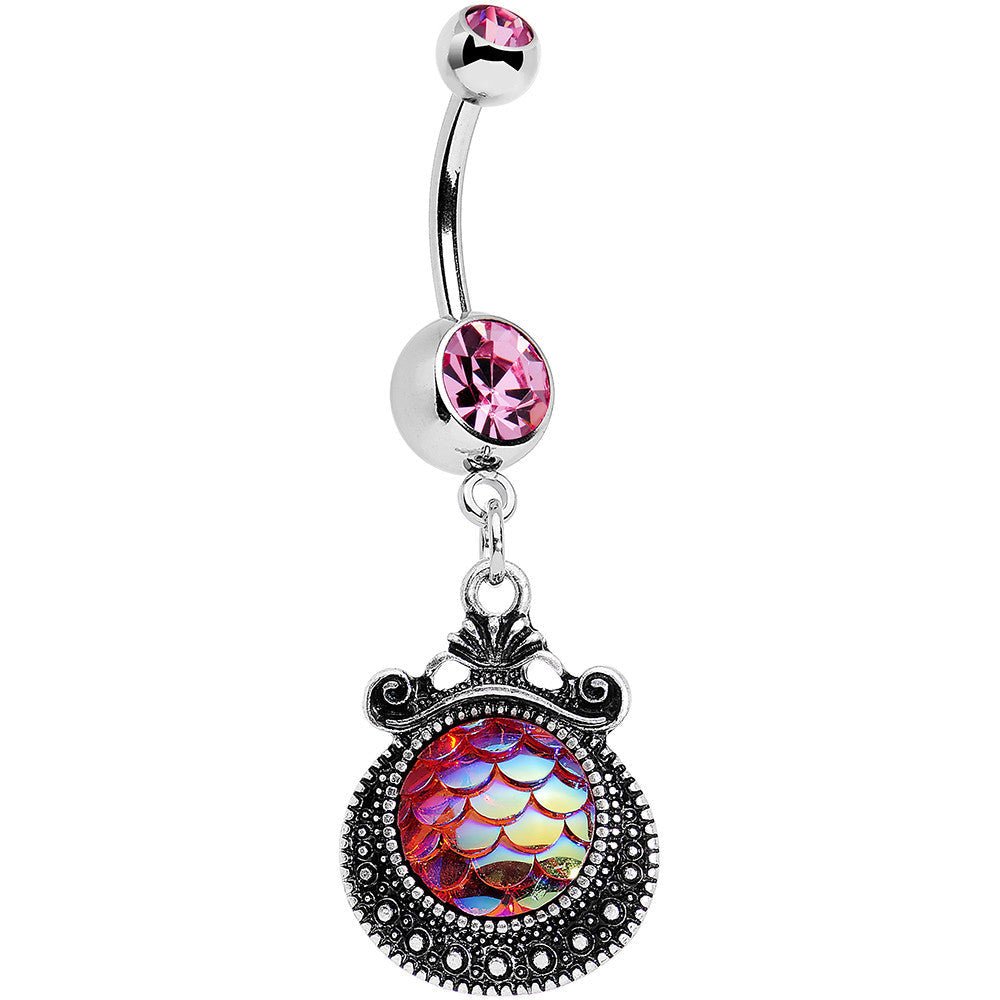 BodyCandy Pink Gem Iridescent Purple Mermaid Scales Dangle Belly Ring — main product shot