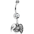 BodyCandy Clear Gem Paisley Love Locket Heart Dangle Belly Ring — main product shot