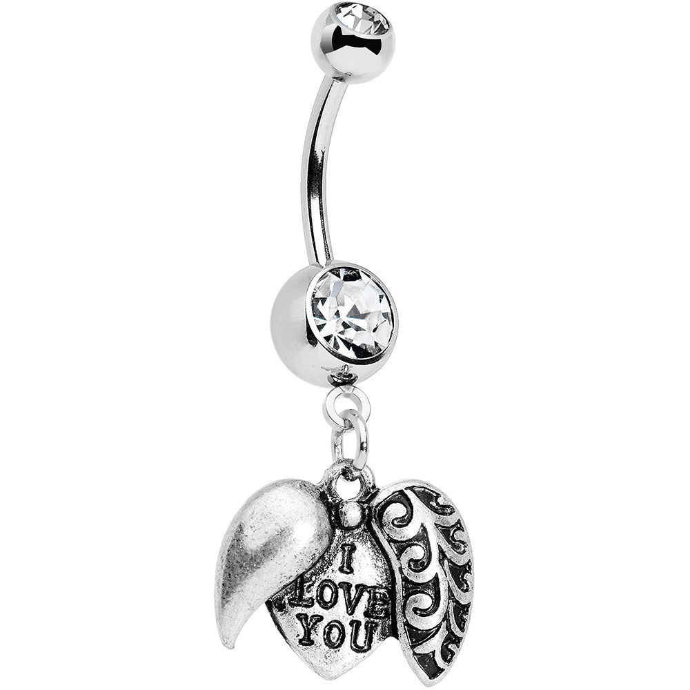 BodyCandy Clear Gem Paisley Love Locket Heart Dangle Belly Ring — main product shot