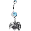 BodyCandy Aqua Blue Gem Paisley Love Locket Heart Dangle Belly Ring — main product shot