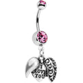 BodyCandy Pink Gem Paisley Love Locket Heart Dangle Belly Ring — main product shot