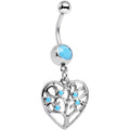 BodyCandy Faux Turquoise Tree of Life Heart Dangle Belly Ring — main product shot