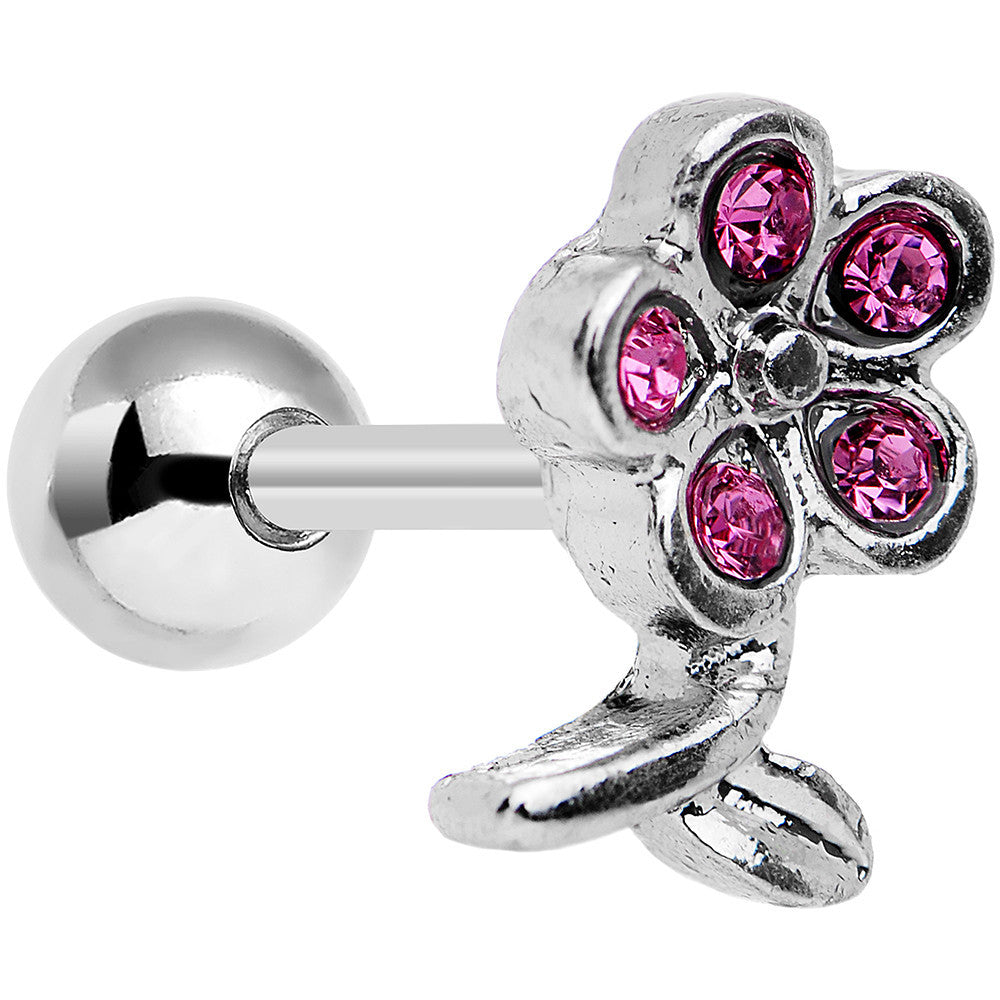 BodyCandy 16G 1/4 Pink Gem Petal Flower Left Ear Cartilage Earring — main product shot