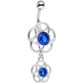 BodyCandy Blue Gem Framework Double Flower Dangle Belly Ring — main product shot