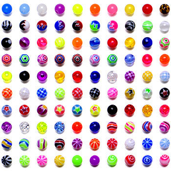 BodyCandy UV Acrylic Ball Steel Barbell Belly Button Ring Set of 100 — lifestyle context