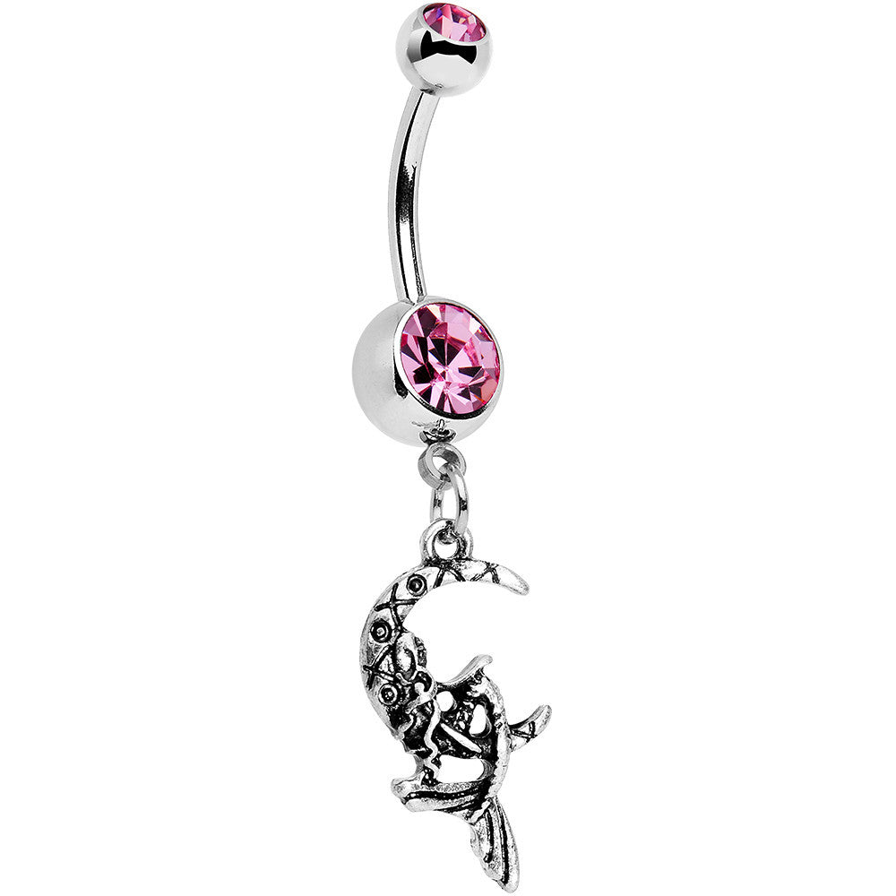 BodyCandy Pink Gem Moon and Ms Mermaid Dangle Belly Ring — main product shot